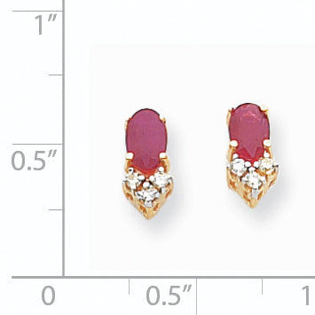14K Gelbgold 6x4mm Oval Rubin Vs Echt Diamant Ohrringe