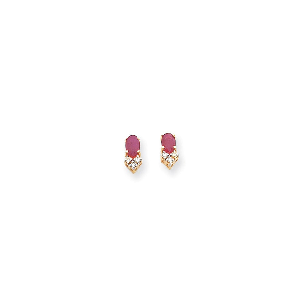 14K Gelbgold 6x4mm Oval Rubin & Aaa Echt Diamant Ohrringe