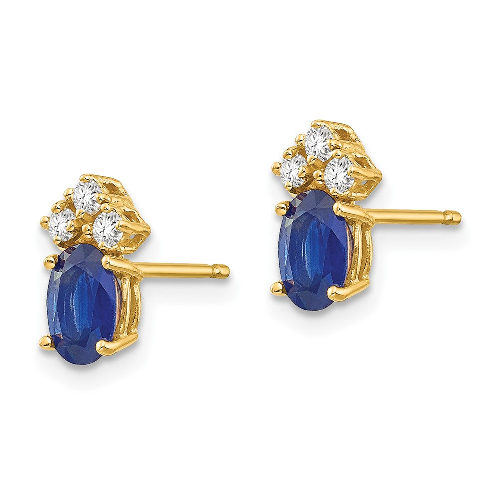 14K Gelbgold Saphir Echt Diamant Ohrstecker