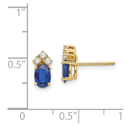14K Gelbgold Saphir Echt Diamant Ohrstecker