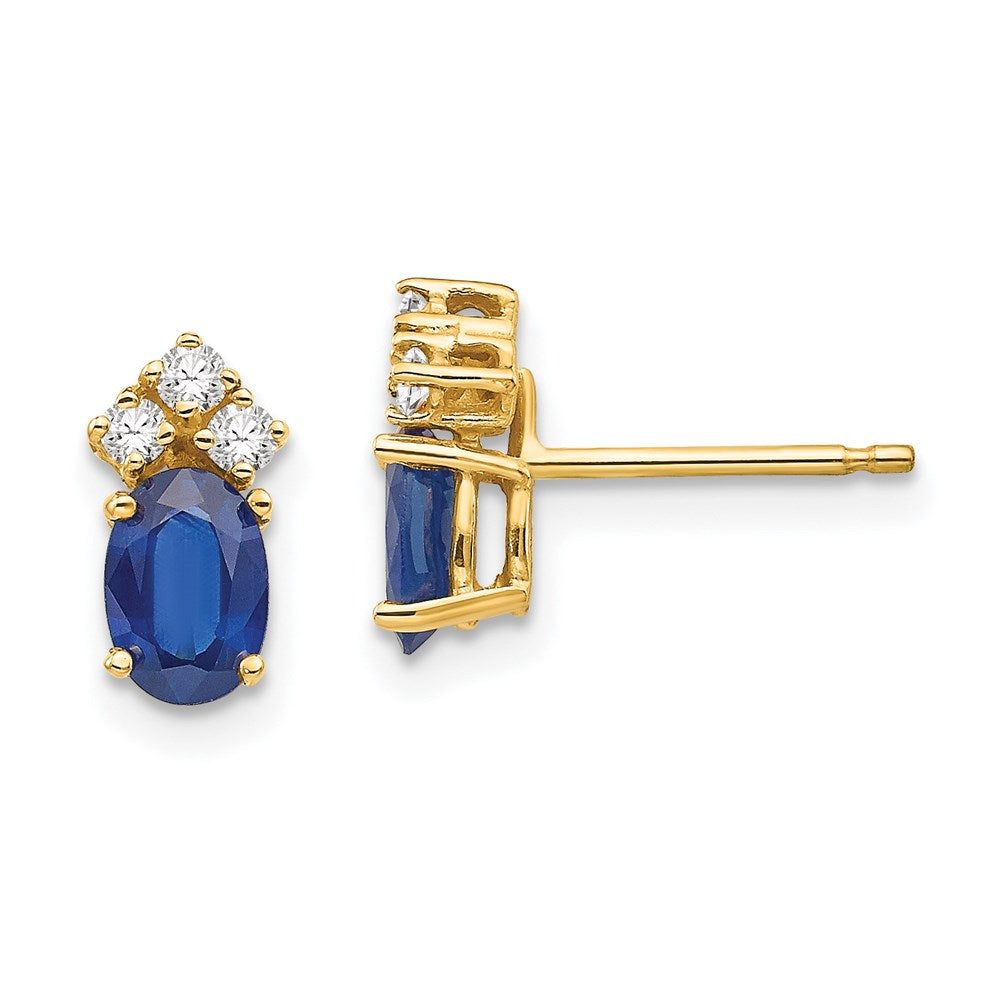 14K Gelbgold Saphir Echt Diamant Ohrstecker