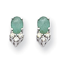 14K Gelbgold Smaragd Echt Diamant Ohrstecker