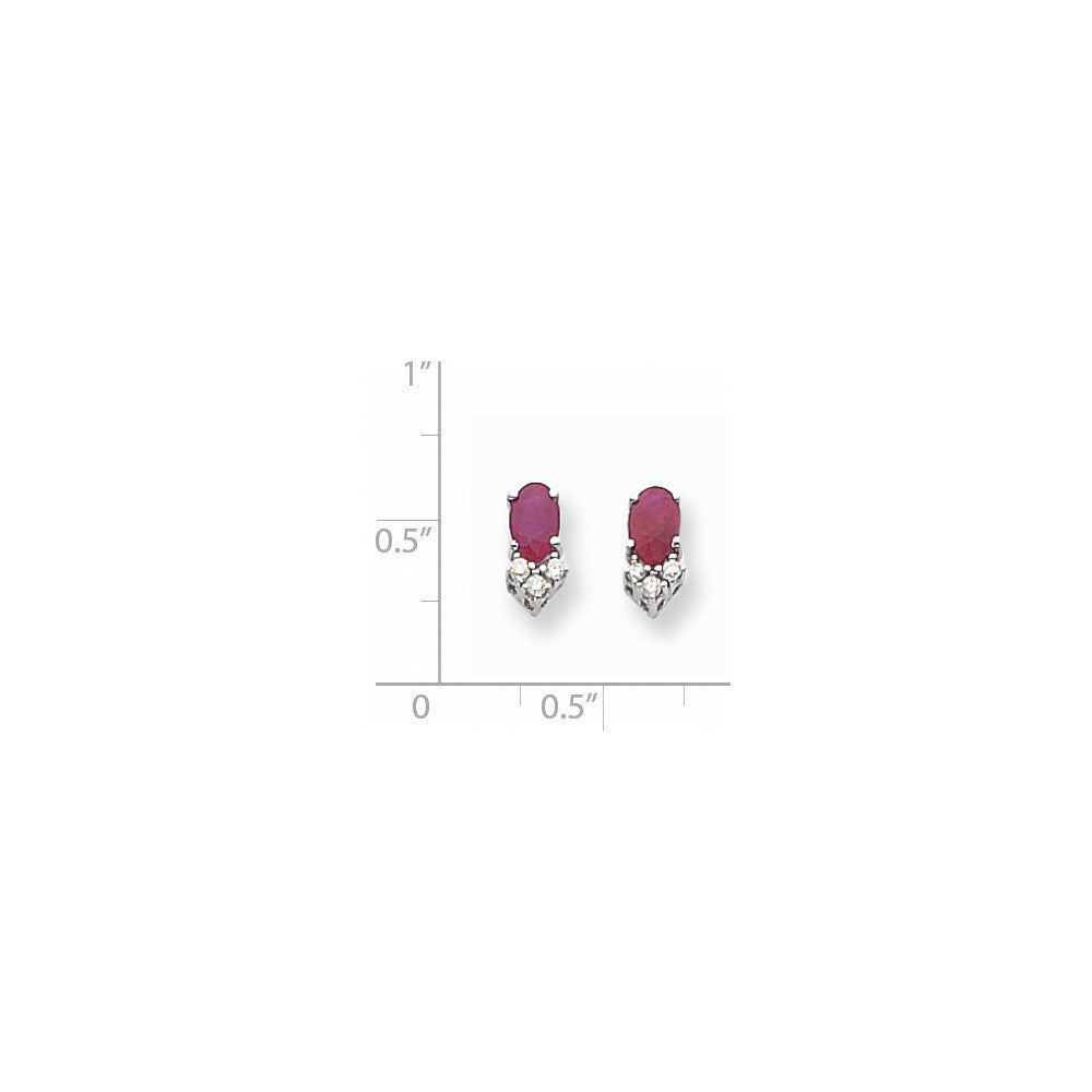 14K Weißgold 6x4mm Oval Rubin Vs Echt Diamant Ohrringe