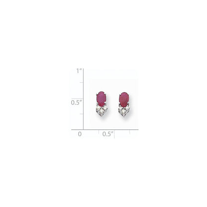 14K Weißgold 6x4mm Oval Rubin Vs Echt Diamant Ohrringe
