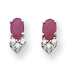 14K Weißgold 6x4mm Oval Rubin A Echt Diamant Ohrringe
