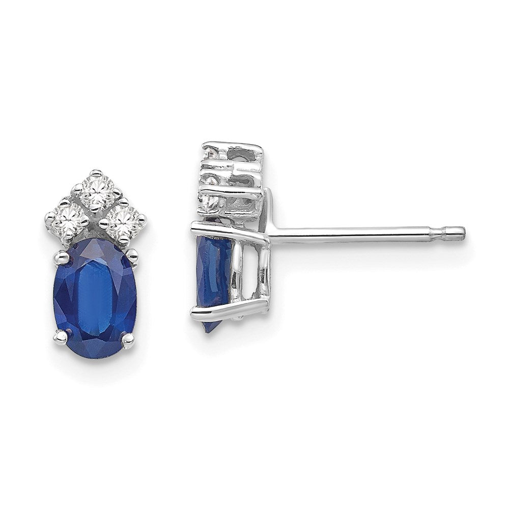 14K Weißgold Saphir Echt Diamant Ohrstecker