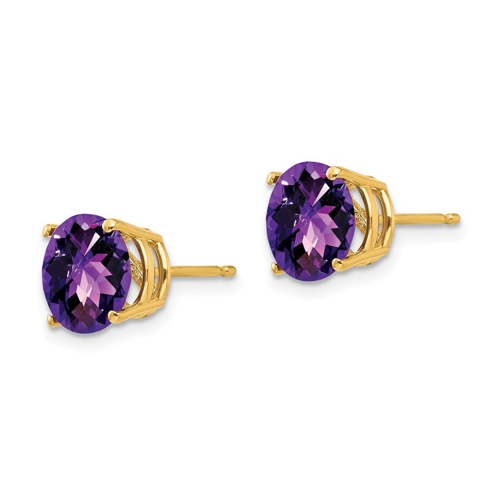 14K Gelbgold Ohrstecker mit 8 mm Amethyst im Checkerboard-Schliff