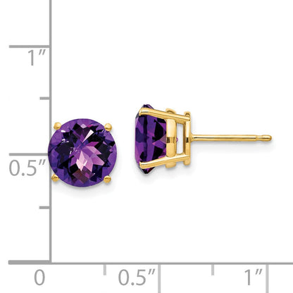 14K Gelbgold Ohrstecker mit 8 mm Amethyst im Checkerboard-Schliff