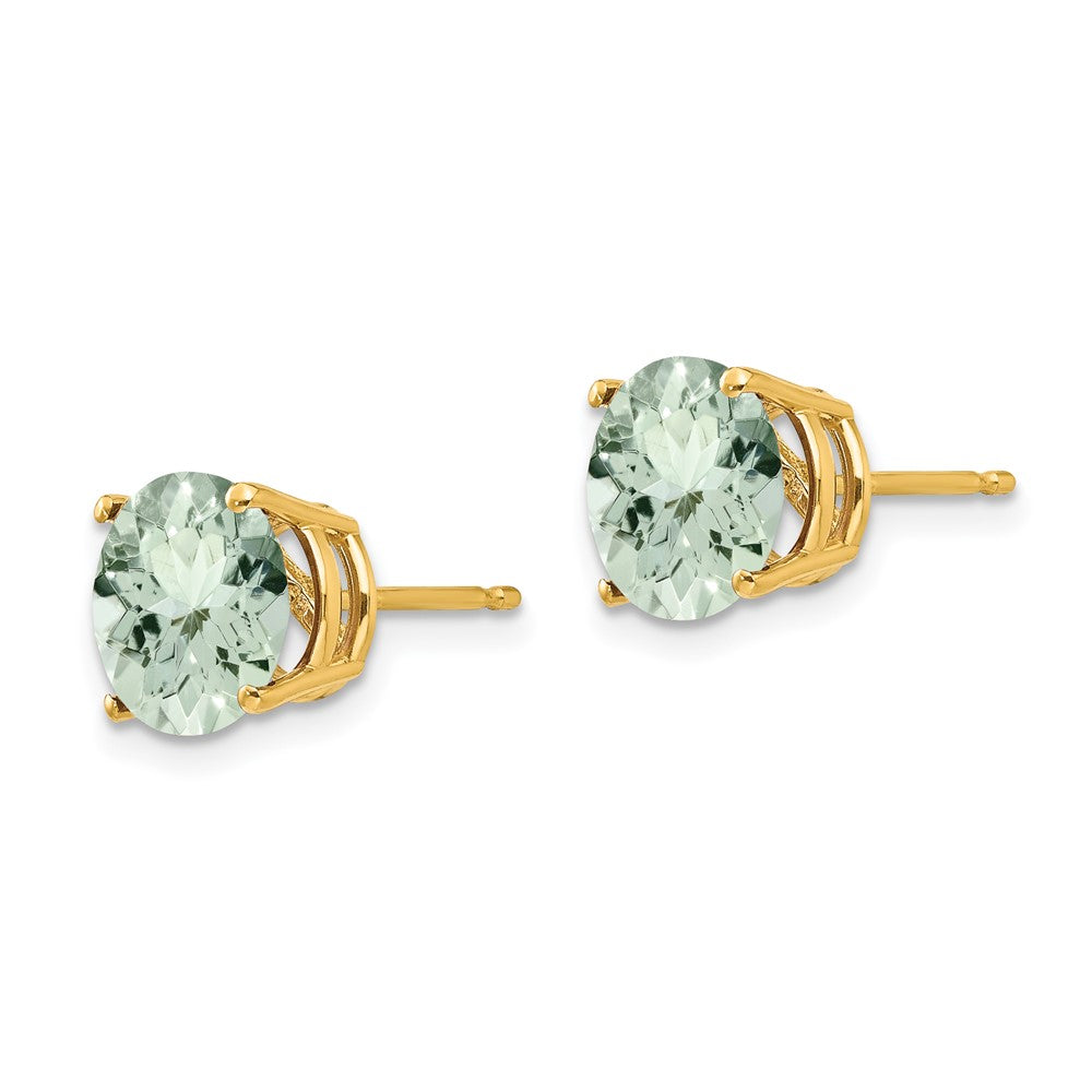 14K Gold Ohrstecker mit rundem grünem Quarz, 8 mm