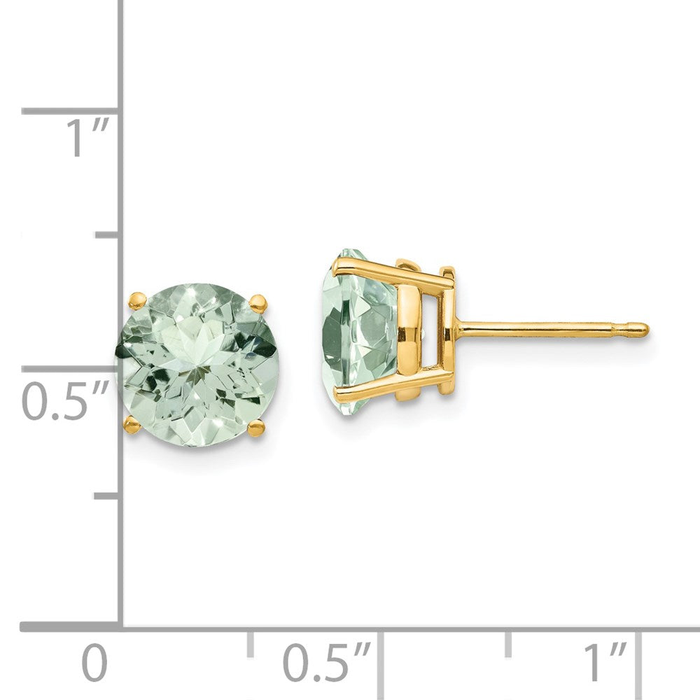 14K Gold Ohrstecker mit rundem grünem Quarz, 8 mm