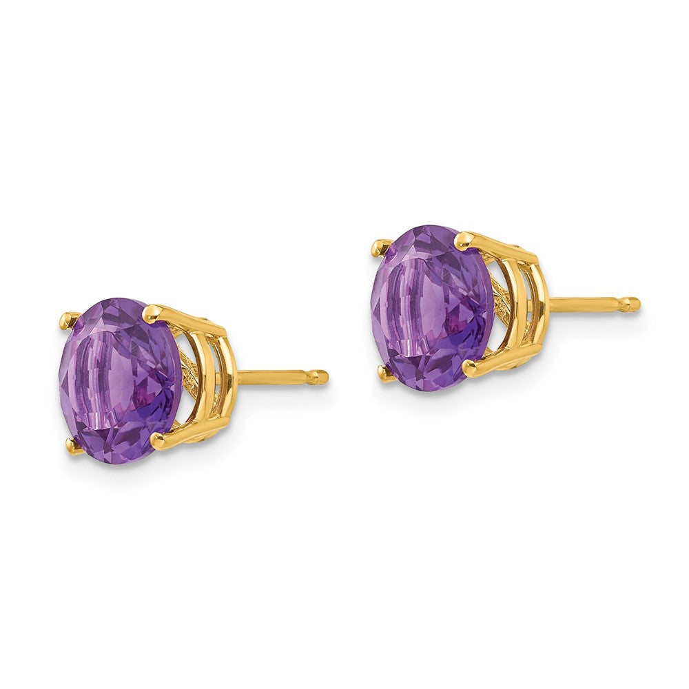 14K Gelbgold Ohrstecker mit Amethyst, 8 mm