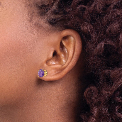 14K Gelbgold Ohrstecker mit Amethyst, 8 mm
