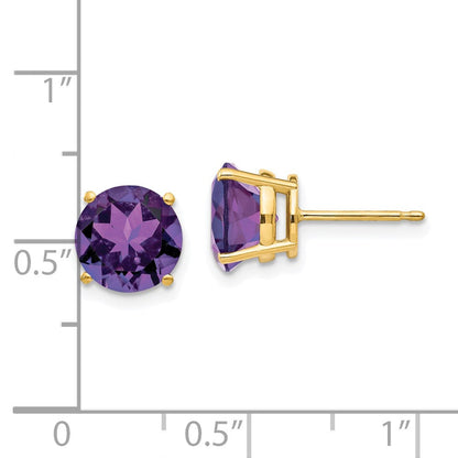 14K Gelbgold Ohrstecker mit Amethyst, 8 mm