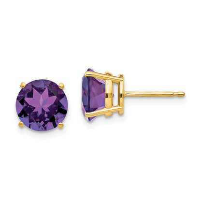 14K Gelbgold Ohrstecker mit Amethyst, 8 mm