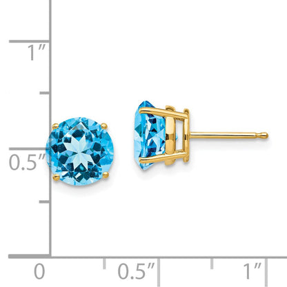 14K Gelbgold Ohrstecker mit Blautopas, 8 mm