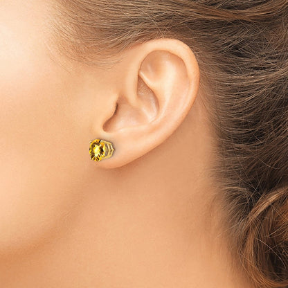 14K Gelbgold Ohrstecker mit Citrin im Schachbrettschliff, 8 mm