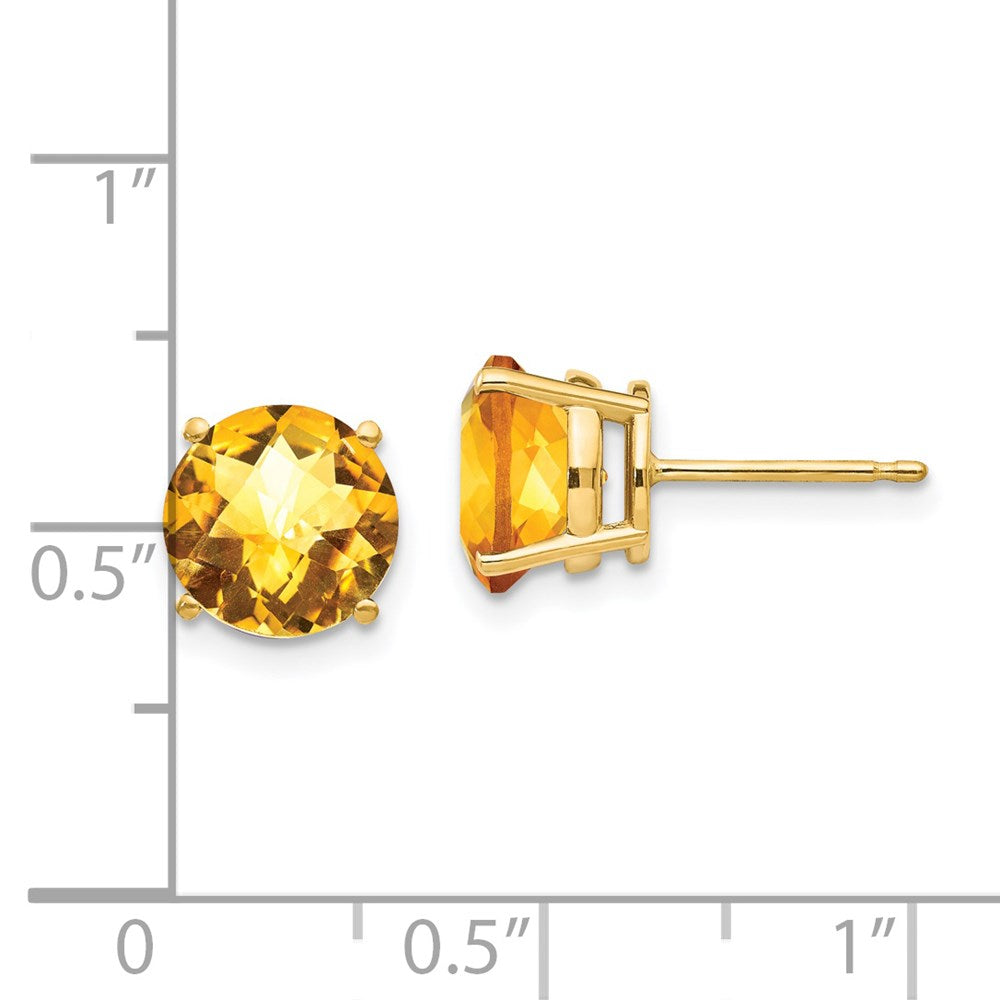 14K Gelbgold Ohrstecker mit Citrin im Schachbrettschliff, 8 mm