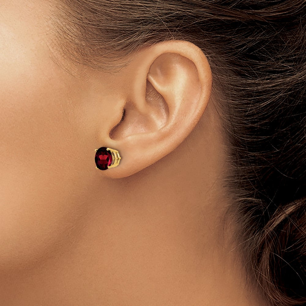 14K Gelbgold Ohrstecker mit 8-mm-Granat
