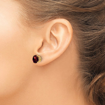 14K Gelbgold Ohrstecker mit 8-mm-Granat im Schachbrettschliff