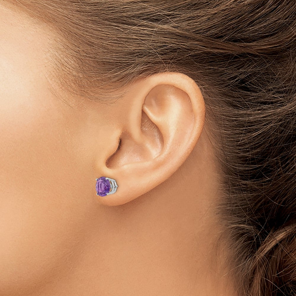 14K Weißgold Ohrringe mit 8-mm-Amethyst