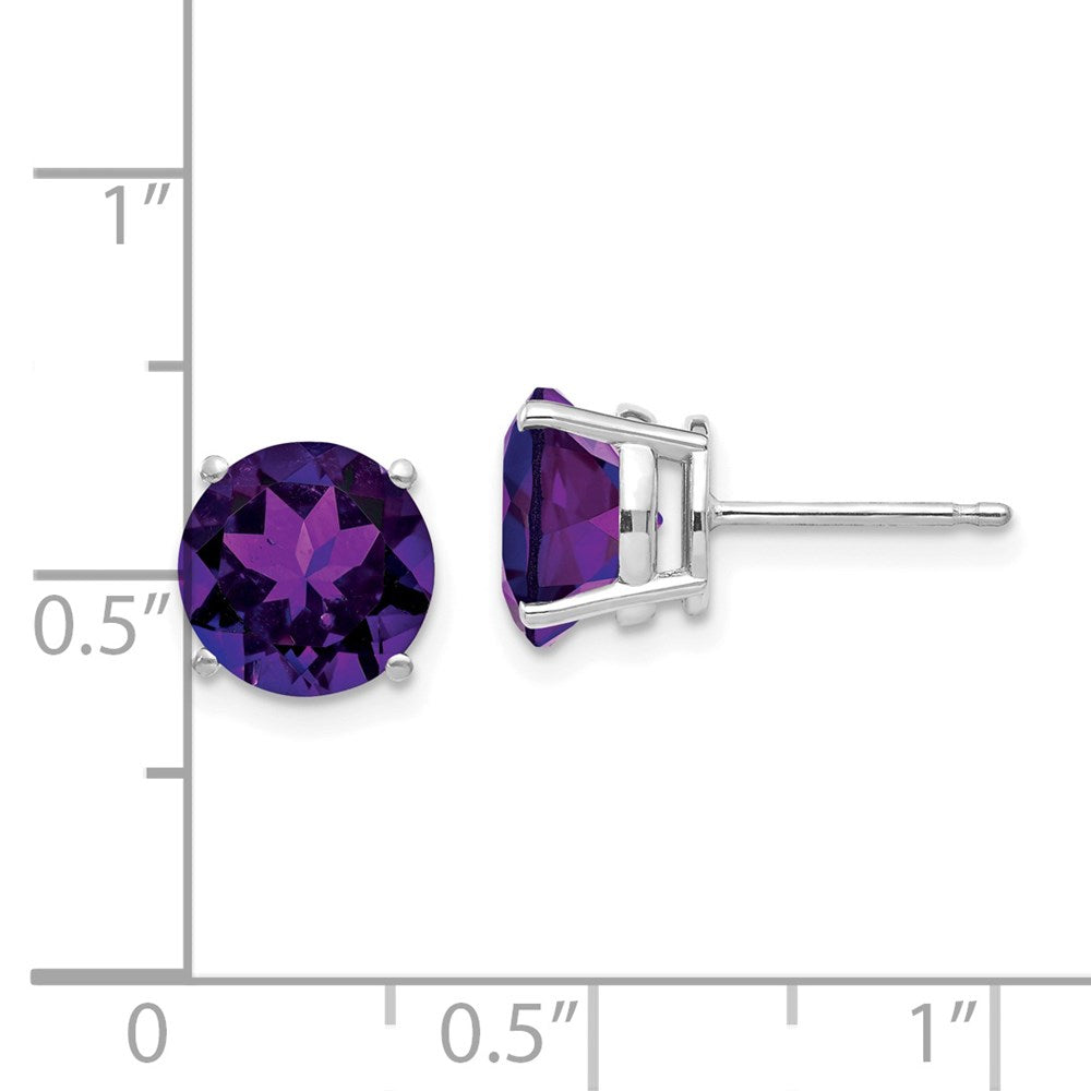 14K Weißgold Ohrringe mit 8-mm-Amethyst