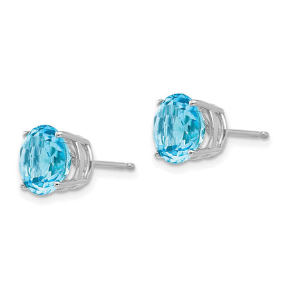 14K Weißgold Ohrringe mit 8 mm Blautopas