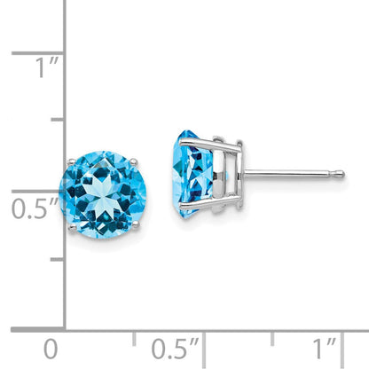 14K Weißgold Ohrringe mit 8 mm Blautopas