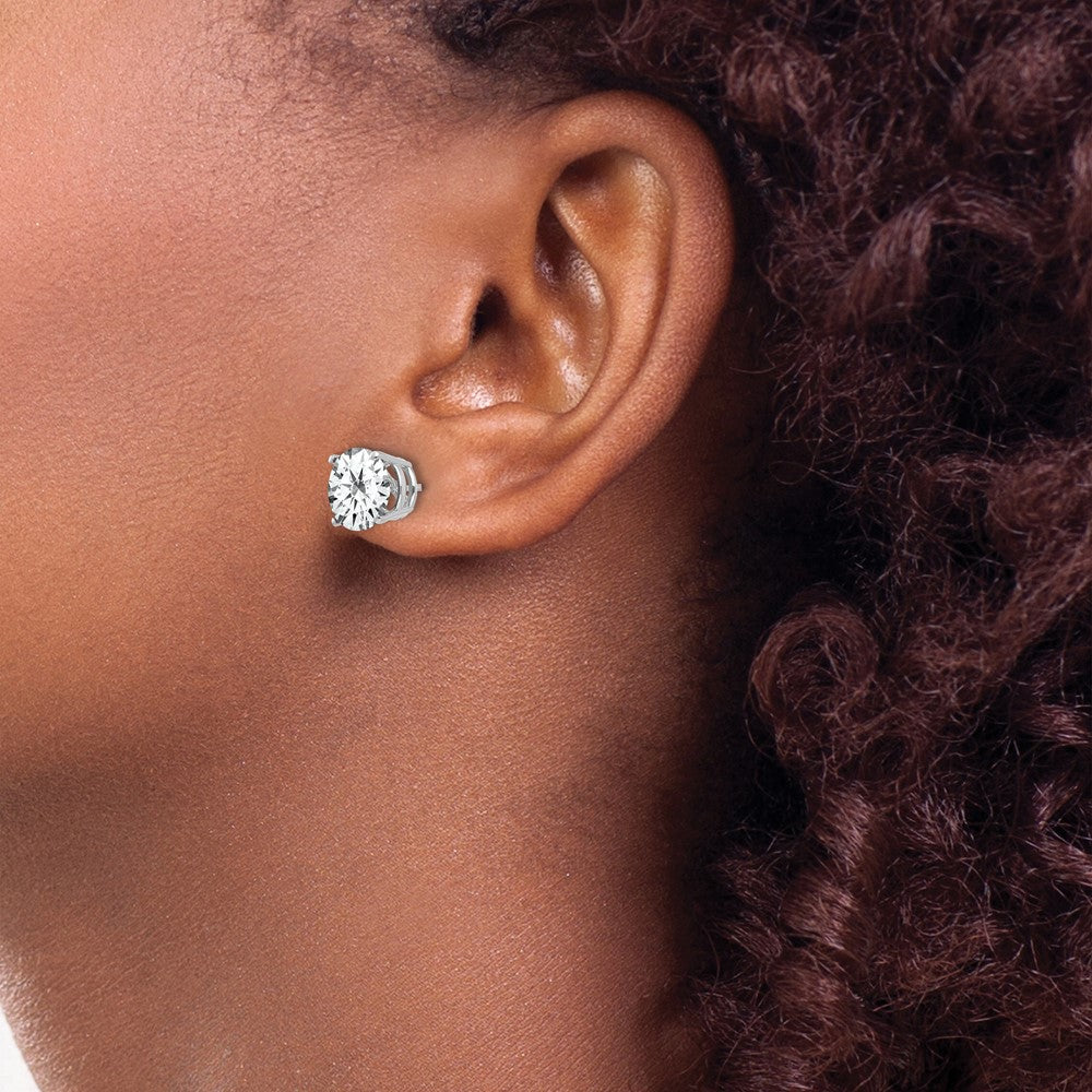 14K Weissgold Ohrringe mit Zirkonia, 8 mm
