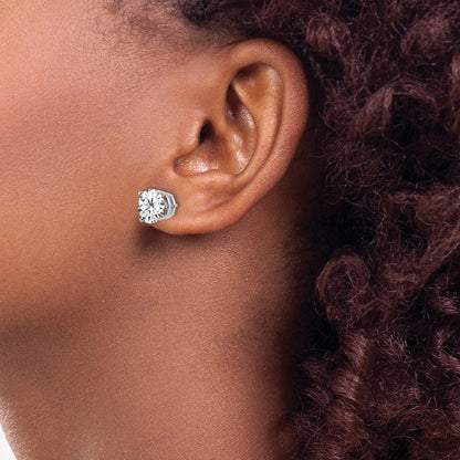 14K Weissgold Ohrringe mit Zirkonia, 8 mm
