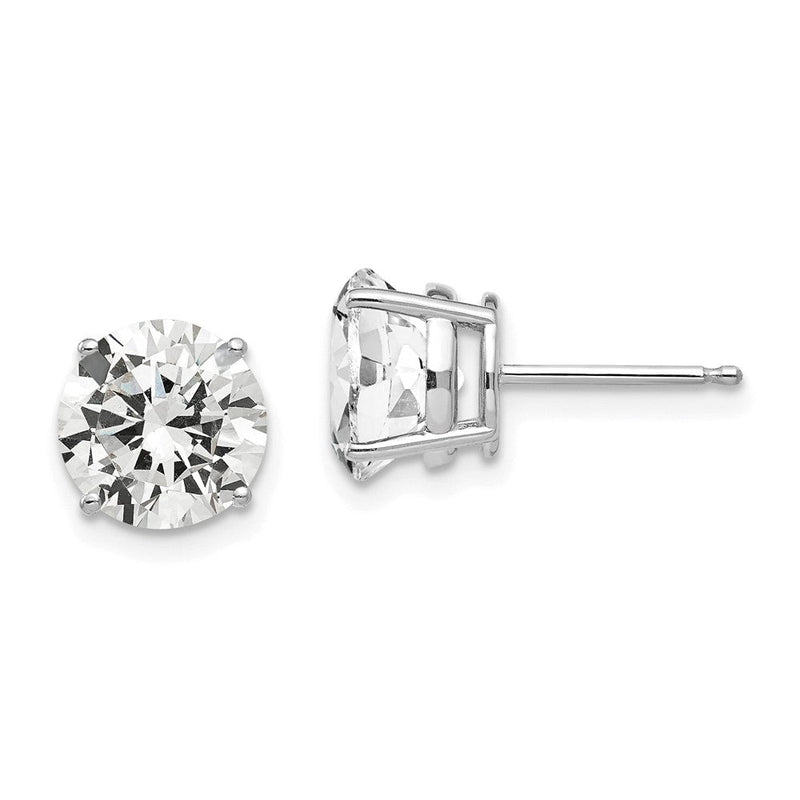14K Weissgold Ohrringe mit Zirkonia, 8 mm