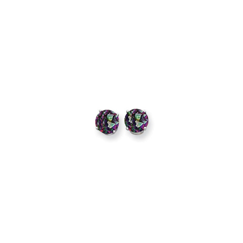 14K Weißgold Feuertopas-Ohrringe, 8 mm