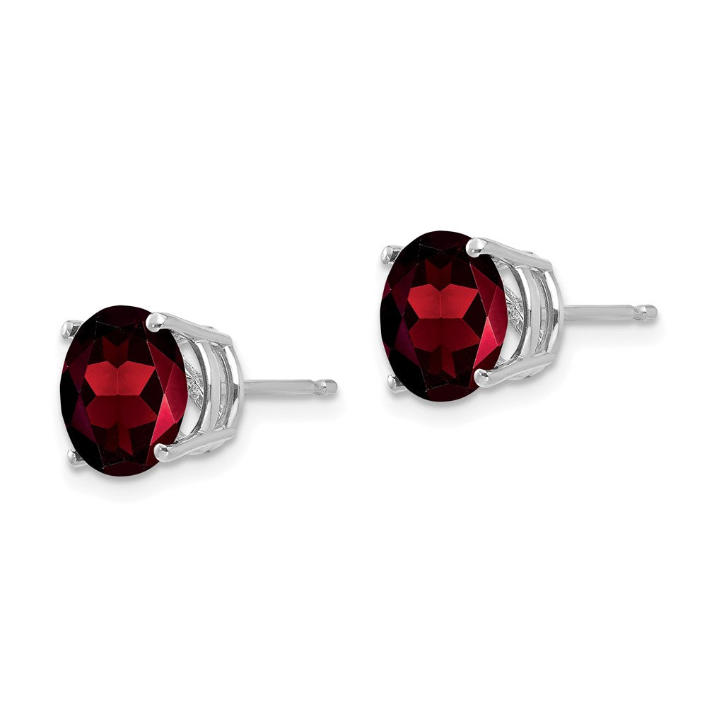 14K Weißgold Ohrringe mit Granat, 8 mm