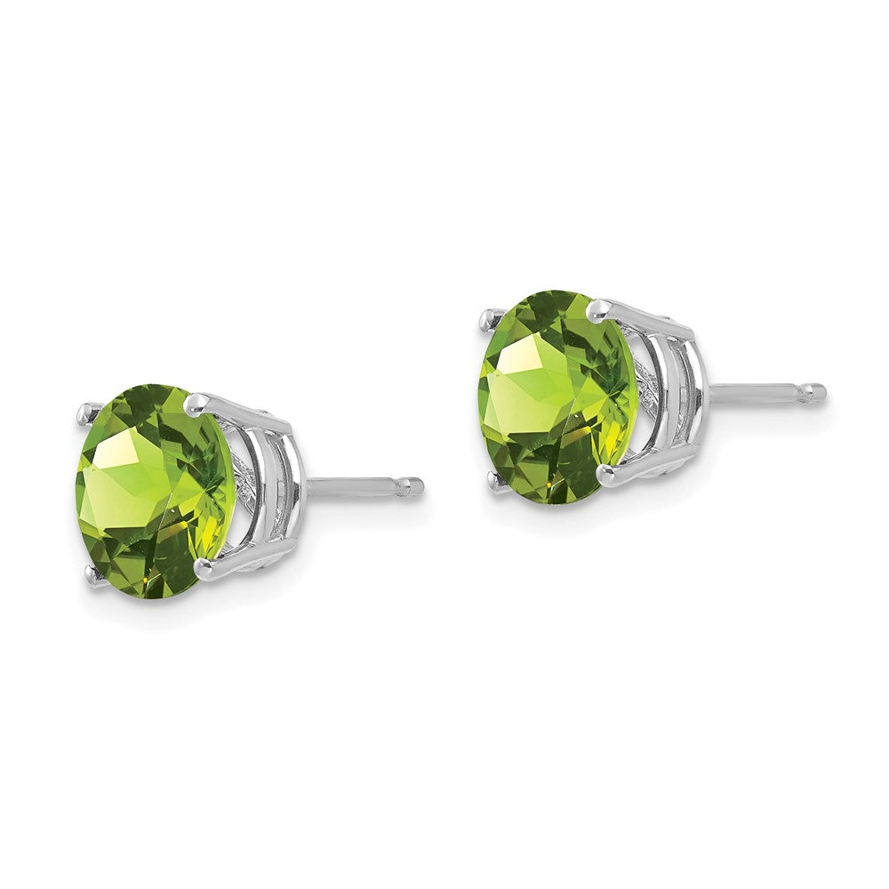 14K Weißgold Ohrringe mit Peridot, 8 mm