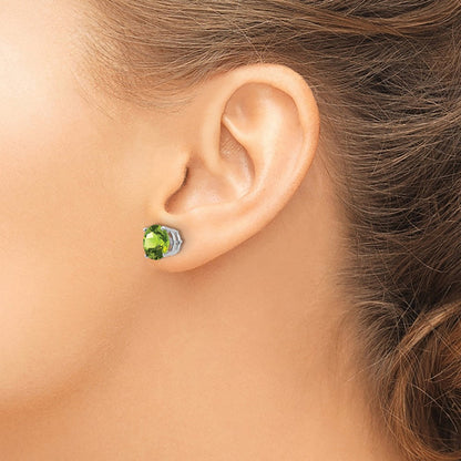 14K Weißgold Ohrringe mit Peridot, 8 mm