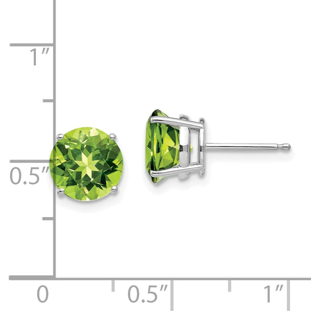14K Weißgold Ohrringe mit Peridot, 8 mm