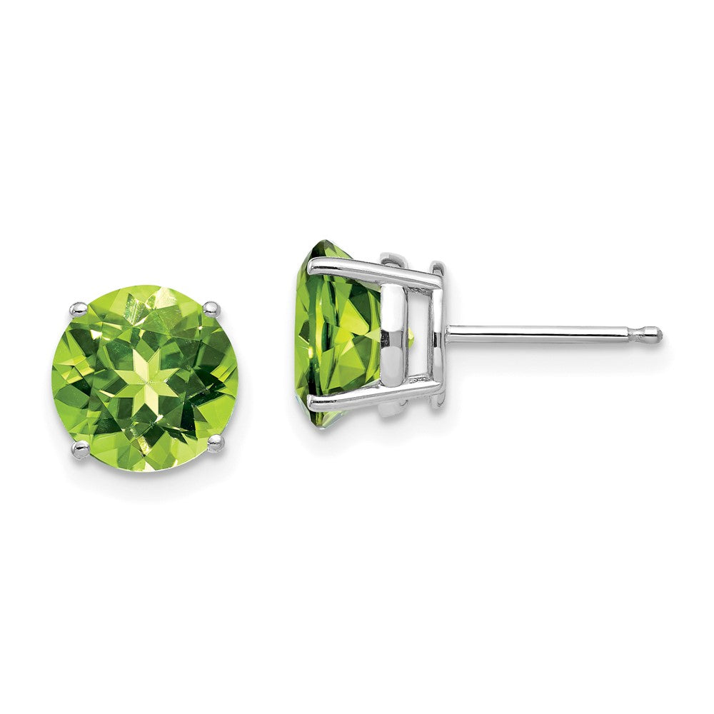 14K Weißgold Ohrringe mit Peridot, 8 mm