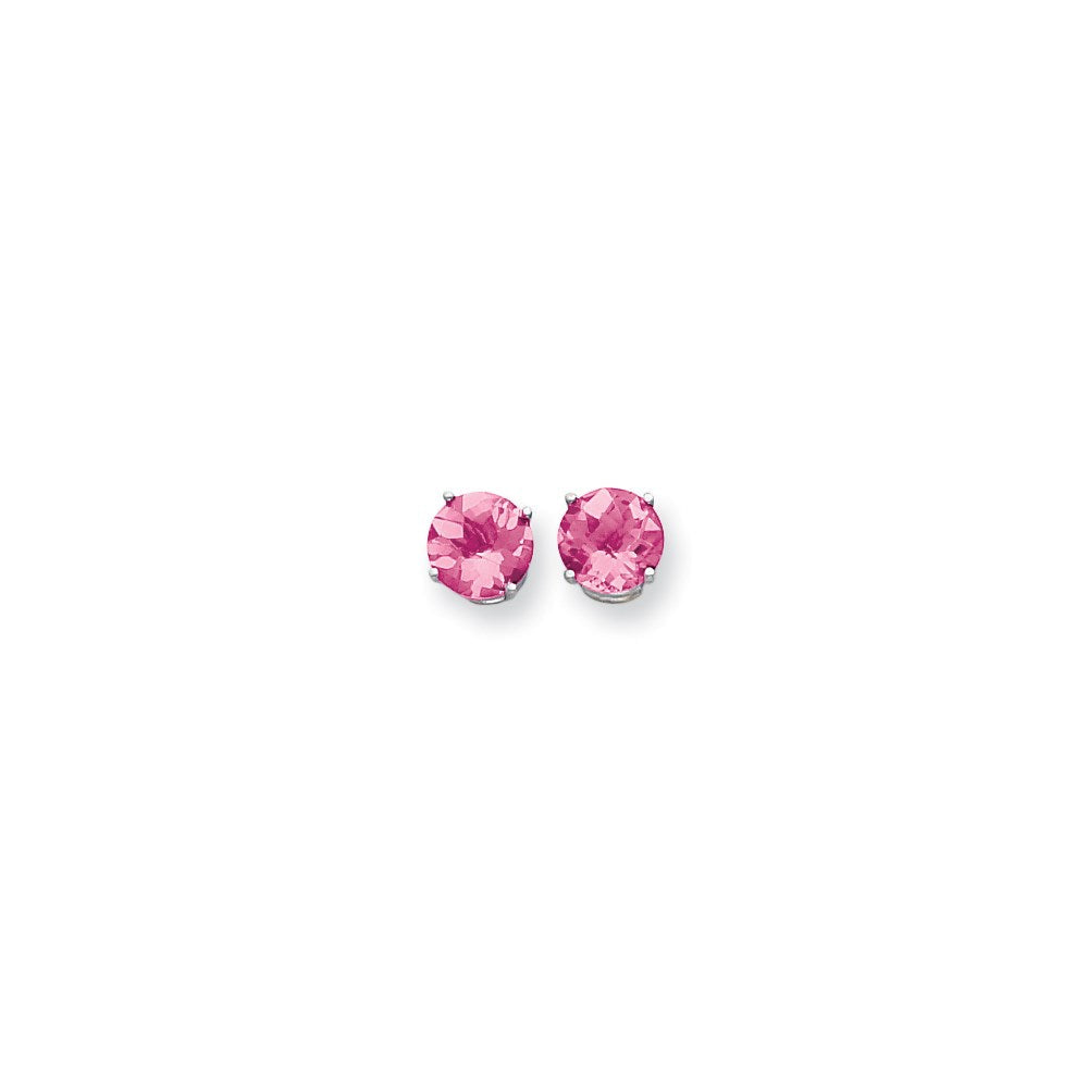 14K Weißgold Ohrringe mit rosa Turmalin, 8 mm