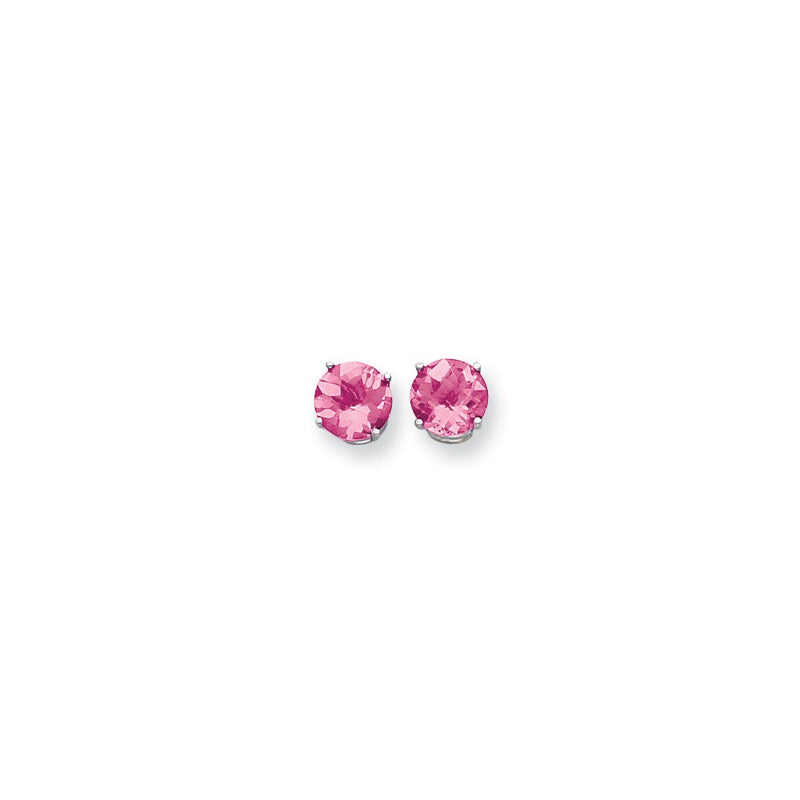 14K Weißgold Ohrringe mit rosa Turmalin, 8 mm