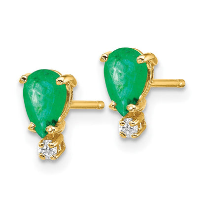 14K Gelbgold 6x4 Tropfen & Echt Diamant Ohrringe