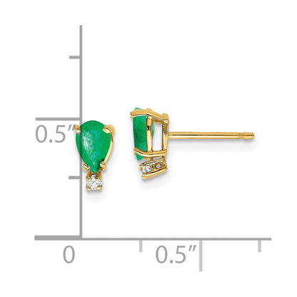 14K Gelbgold 6x4 Tropfen & Echt Diamant Ohrringe