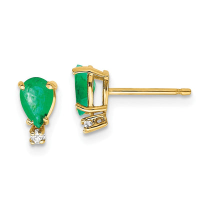 14K Gelbgold 6x4 Tropfen & Echt Diamant Ohrringe