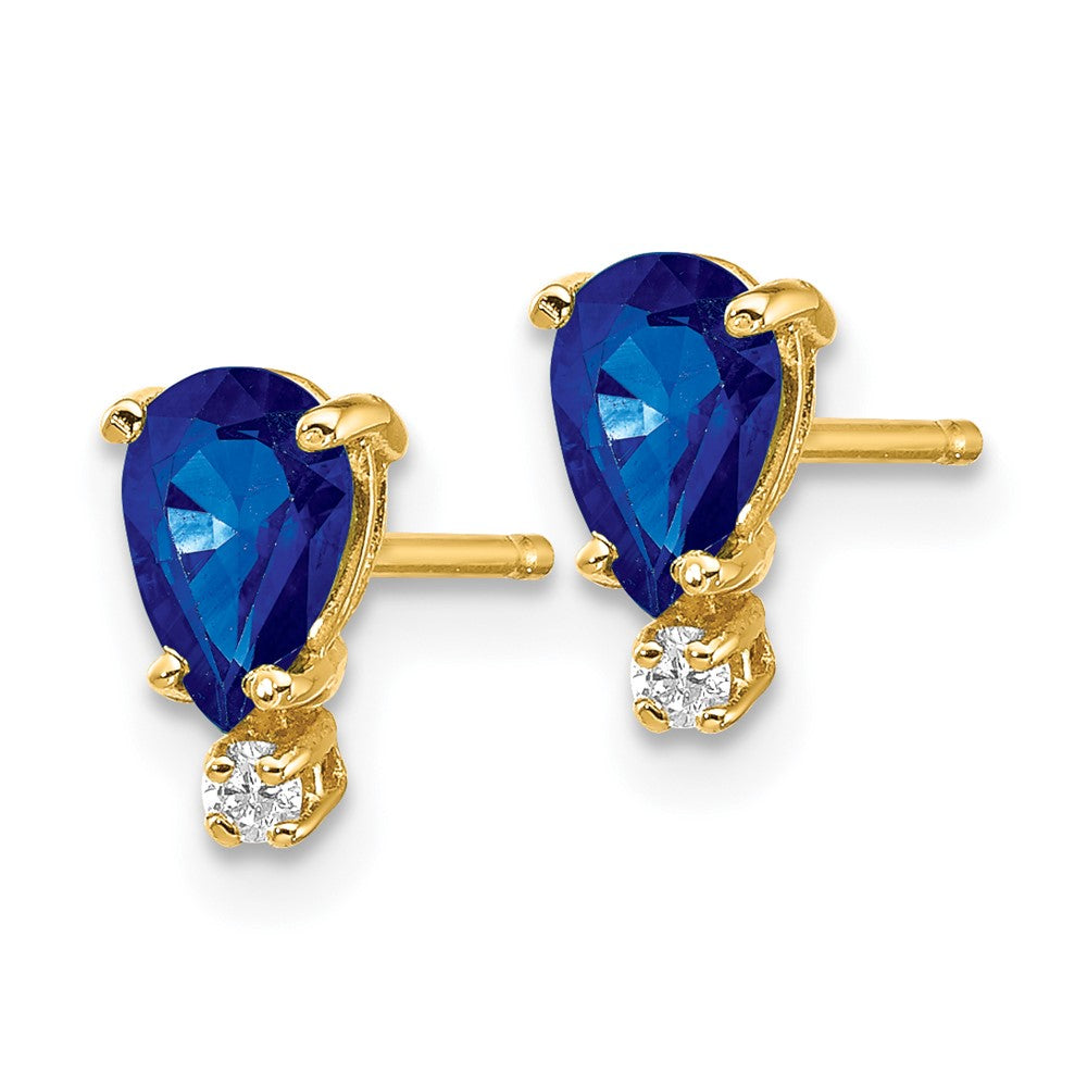 14K Gelbgold Saphir Echt Diamant Ohrringe