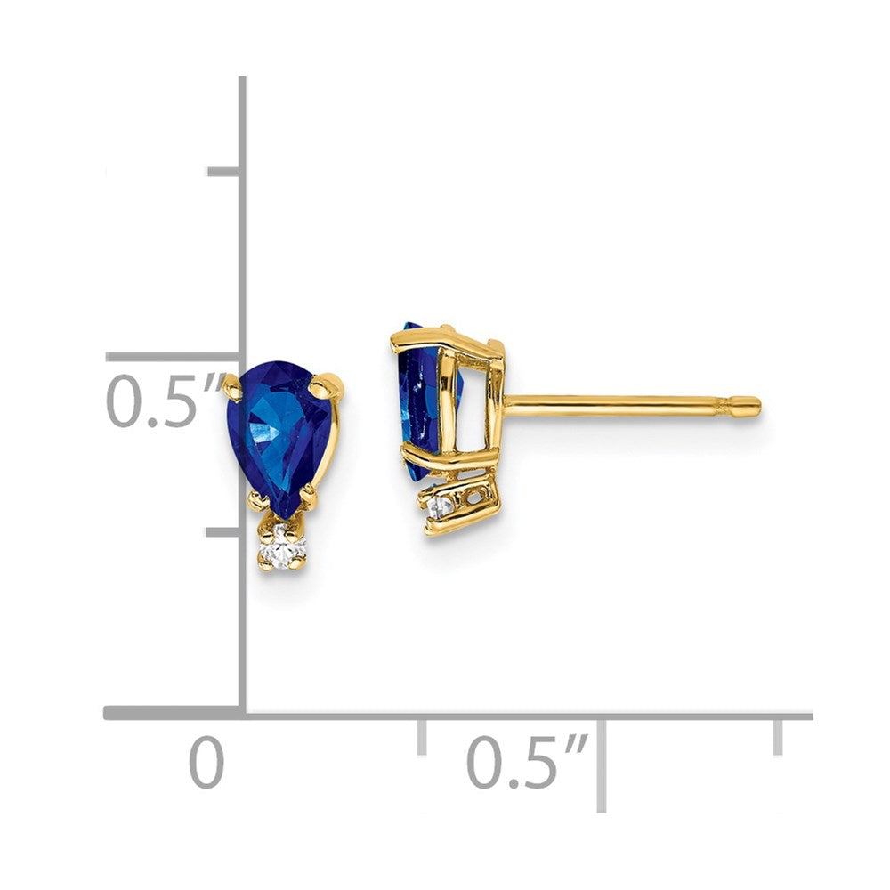 14K Gelbgold 6x4mm Tropfen Saphir & Aaa Echt Diamant Ohrringe