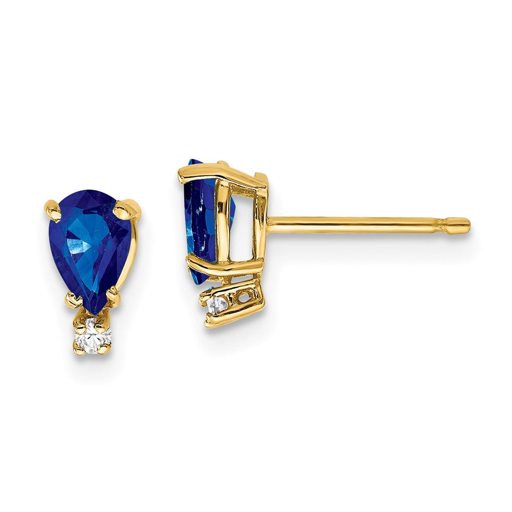 14K Gelbgold 6x4mm Tropfen Saphir Vs Echt Diamant Ohrringe