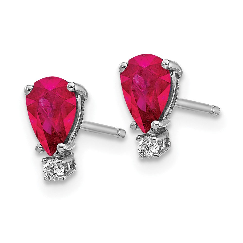 14K Weißgold Rubin Echt Diamant Ohrstecker