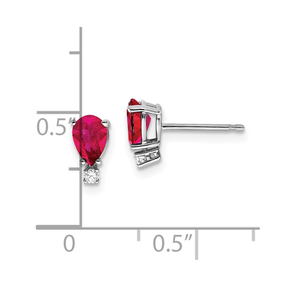 14K Weißgold 6x4mm Tropfen Rubin Vs Echt Diamant Ohrringe