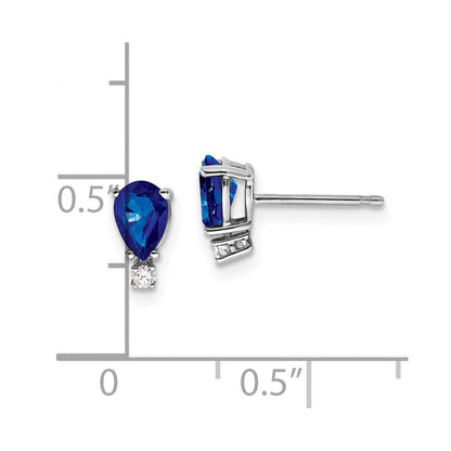 14K Weißgold Saphir Echt Diamant Ohrstecker