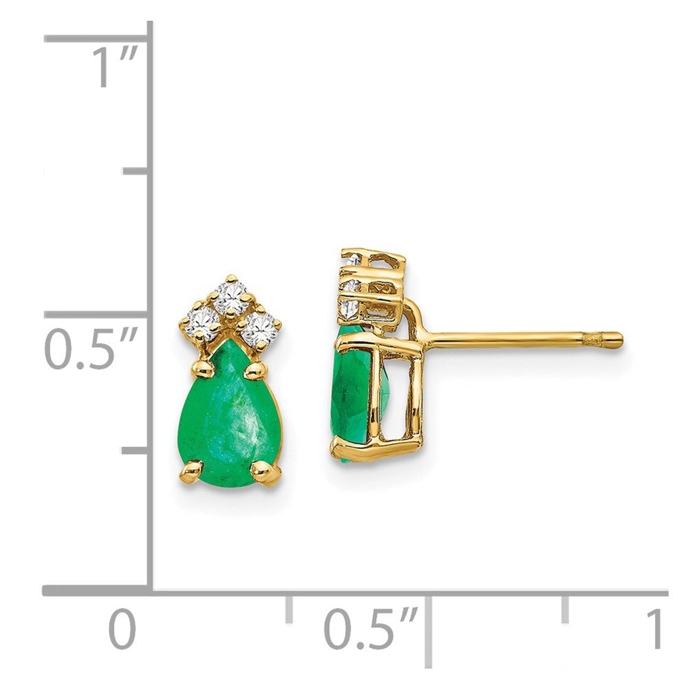 14K Gelbgold 7x5mm Tropfen Smaragd Vs Echt Diamant Ohrringe