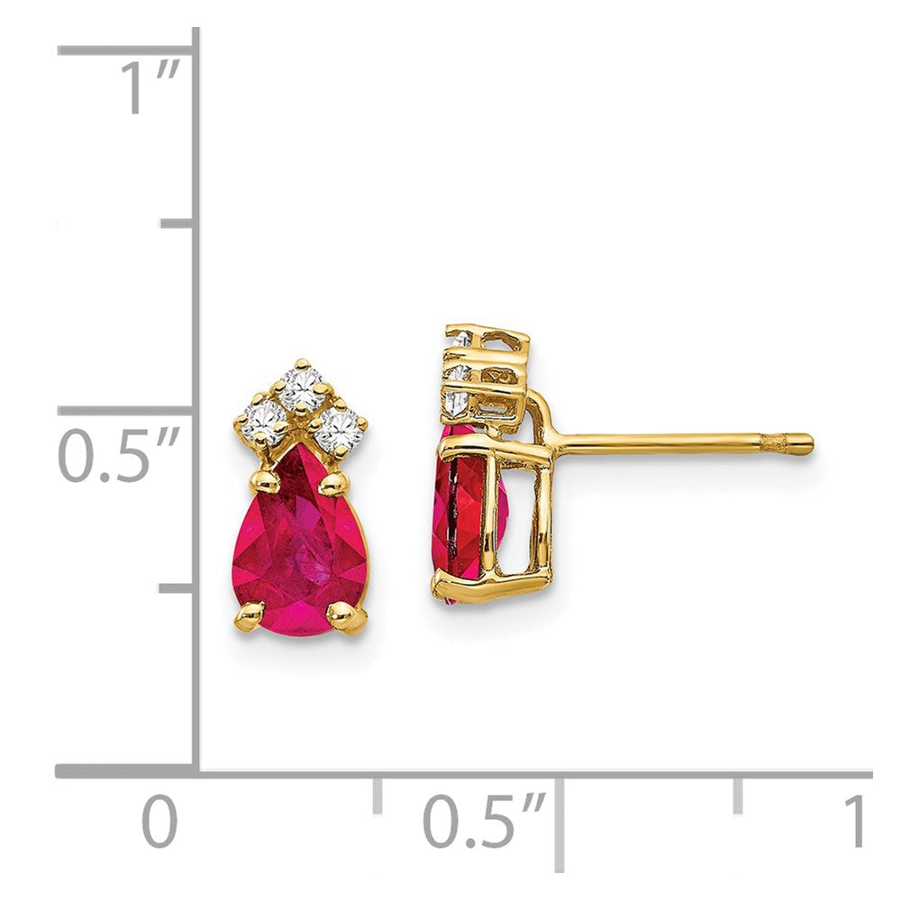 14K Gelbgold Rubin und Echt Diamant Ohrstecker