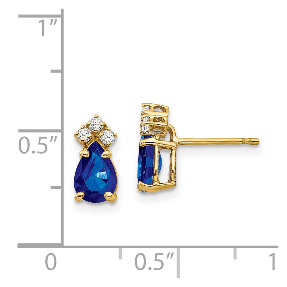 14K Gelbgold Saphir Echt Diamant Ohrringe